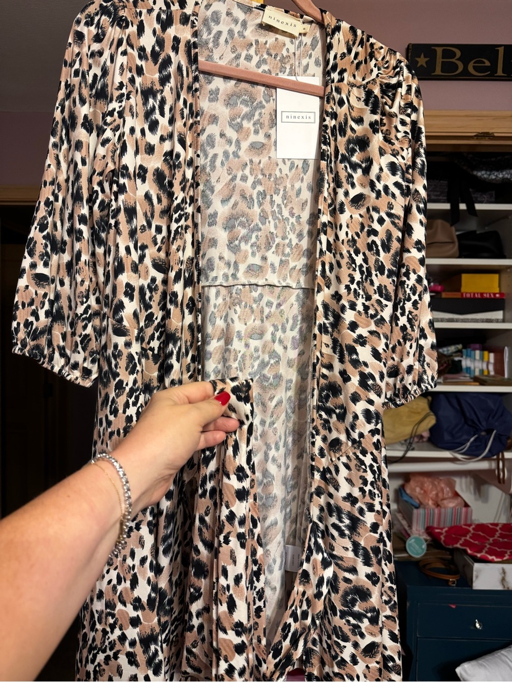 NWT Leopard Print long cardi or wrap - Tan/Black